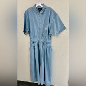 Vintage NWOT Eddie Bauer Blue Chambray Maxi Button-Up Dress Size XL/TG
